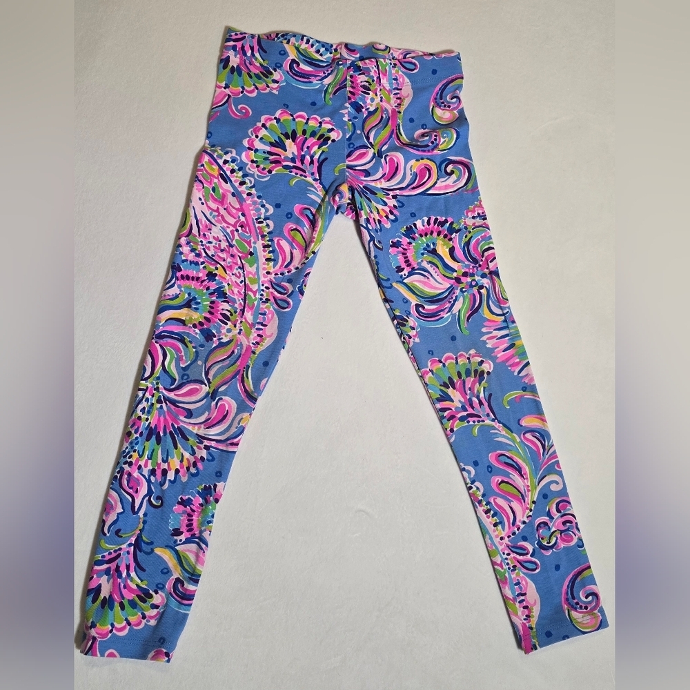Lilly Pulitzer Kids Leggings in Blue and Pink Swirl NEVER WORN Medium 6-7